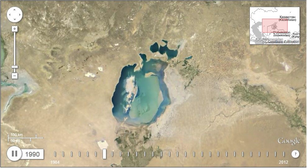 Google Timelapse : Mer d'Aral